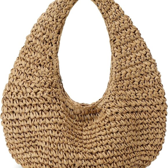 Women's Straw Woven Hobo Bag Summer Beach Casual Chic Gift - Picture 1 of 7